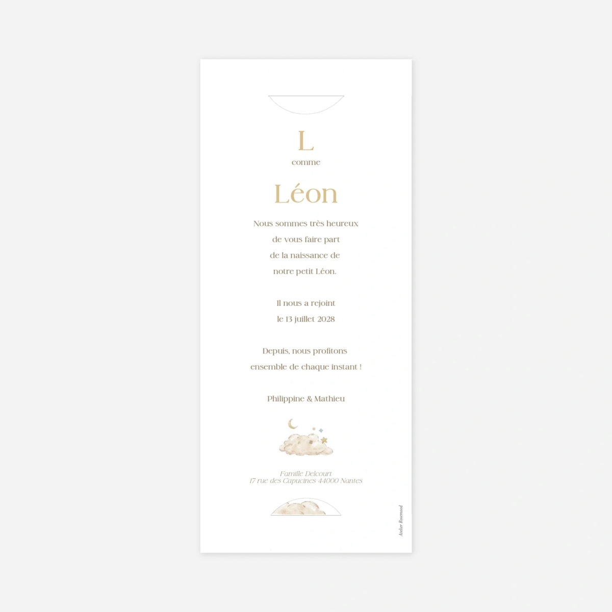 Faire-part naissance Venue au monde