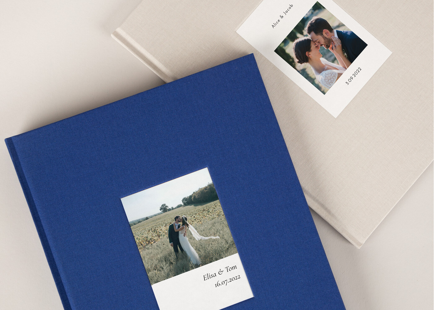 Album photo mariage couverture tissu avec photo