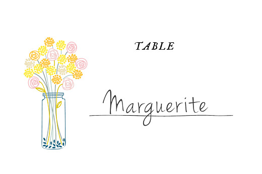 Marque-table mariage Instant fleuri jaune - Recto