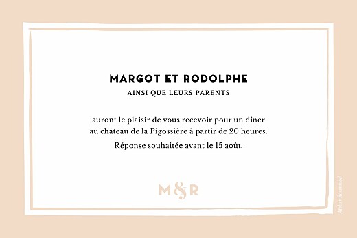 Carton d'invitation mariage La vie en rose (dorure) rose - Verso