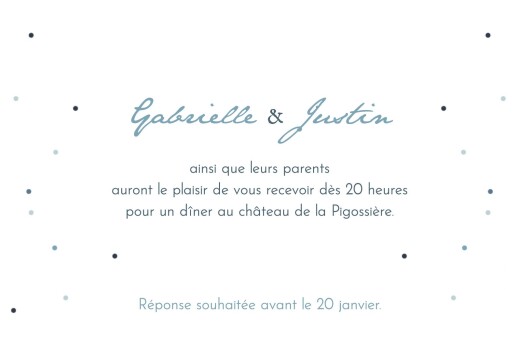Carton d'invitation mariage Nuit d'été (dorure) bleu - Verso