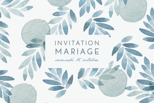 Carton d'invitation mariage Nuit d'été (dorure) bleu - Recto