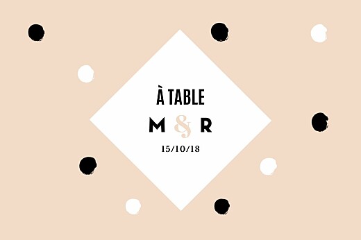 Marque-table mariage La vie en rose (dorure) rose - Recto