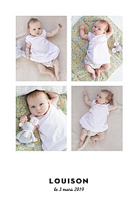Faire-part de naissance Étoiles chic 4 photos (dorure) blanc