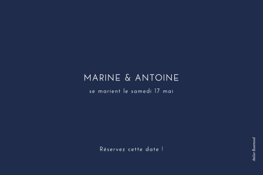 Save the Date Étincelles (dorure) bleu marine - Verso