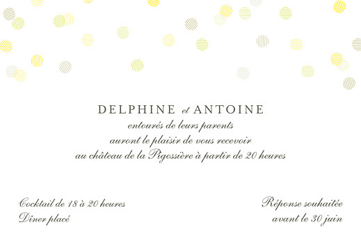 Carton d'invitation mariage Polka (dorure) blanc - Verso