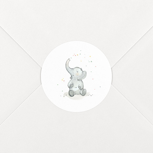 Stickers pour enveloppes naissance Éléphants en famille blanc - Vue 1