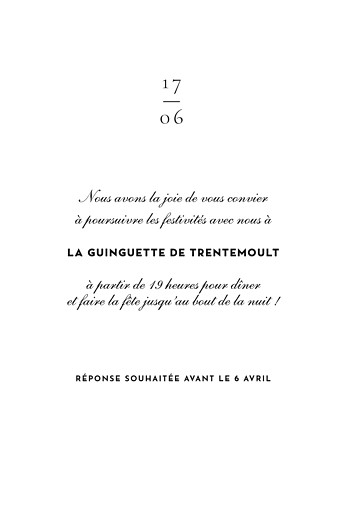 Carton d'invitation mariage Esquisse fleurie portrait blanc - Verso
