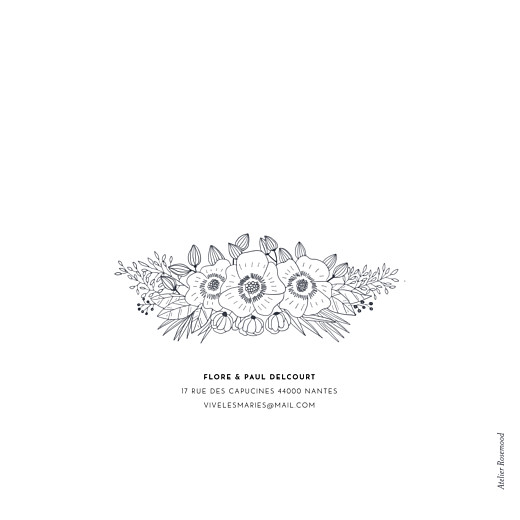 Carte de remerciement mariage Esquisse fleurie blanc - Page 4