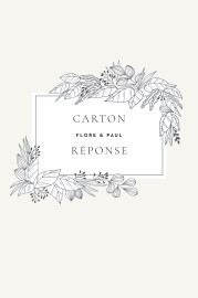 Carton réponse mariage Esquisse fleurie (portrait) blanc
