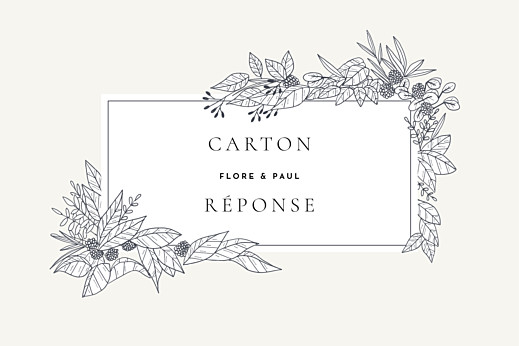 Carton réponse mariage Esquisse fleurie blanc - Recto