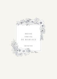 Couverture livret de messe mariage Esquisse fleurie blanc