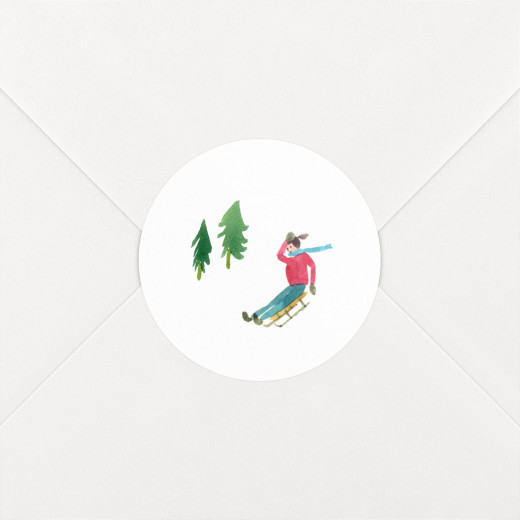Stickers pour enveloppes vœux Piste verte luge - Vue 1