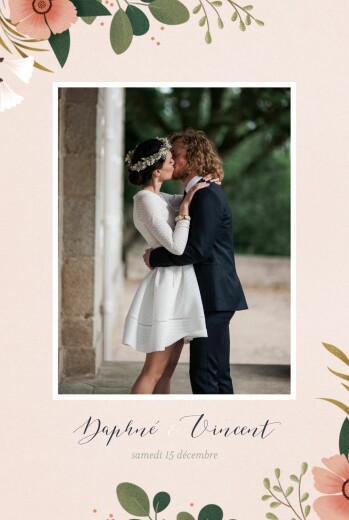 Carte de remerciement mariage Daphné printemps - Recto