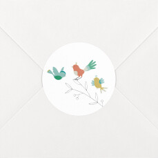 Stickers pour enveloppes baptême Oiseaux multicolores vert