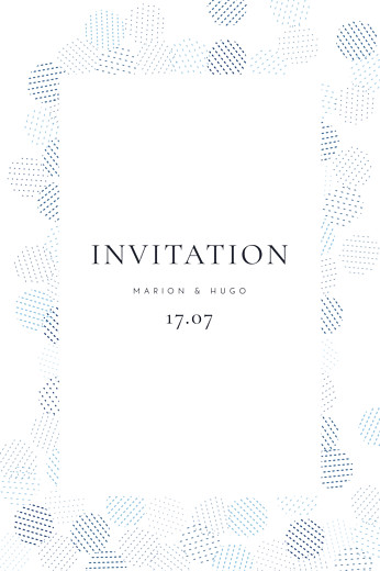 Carton d'invitation mariage Sequins (portrait) bleu - Recto
