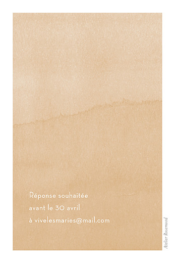 Carton d'invitation mariage Aquarelle (portrait) ocre - Verso