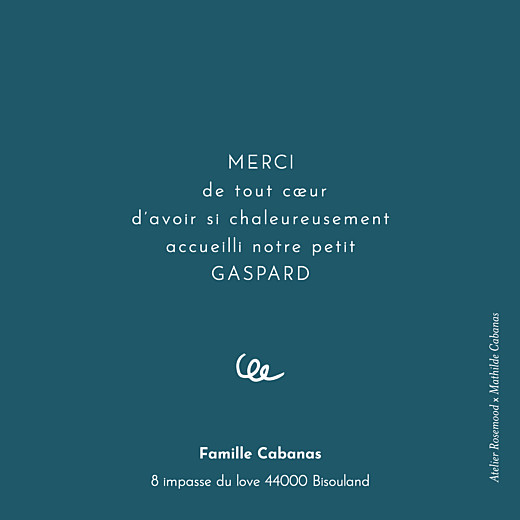 Carte de remerciement Coucou by Mathilde Cabanas Bleu - Verso