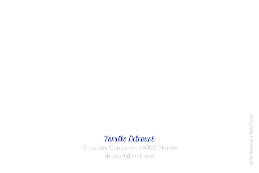 Carte de correspondance Dodo Toucan - Flânerie bleu - Verso