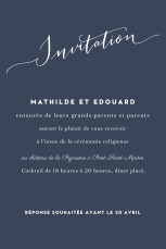 Carton d'invitation mariage Swing (portrait) bleu marine