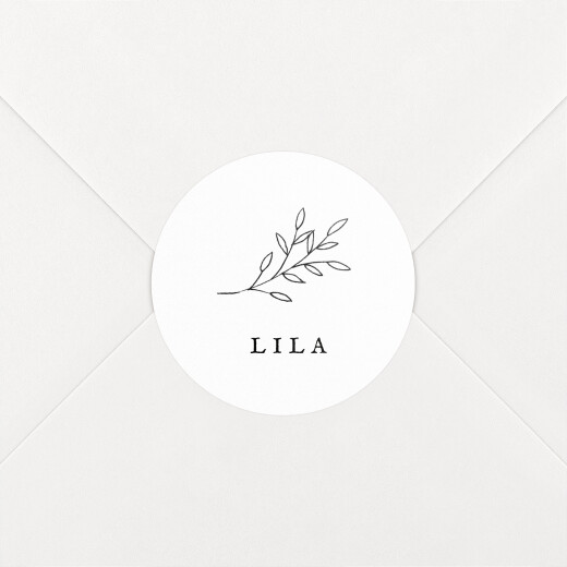 Stickers pour enveloppes naissance Petite gravure (branche) blanc - Vue 1