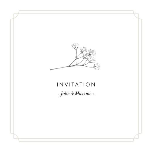 Carton d'invitation mariage Joli brin beige - Recto