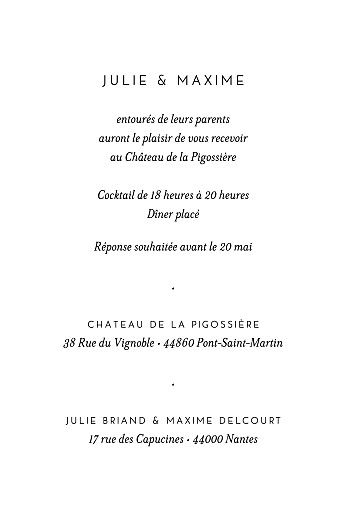 Carton d'invitation mariage Joli brin (portrait) beige - Verso