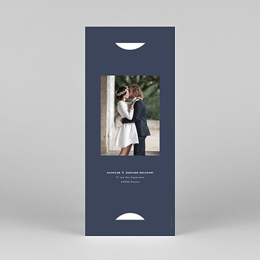 Carte de remerciement mariage Swing (marque-page) bleu marine - Vue 4