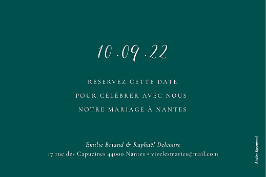 Save the Date Ronde des prés vert - Verso