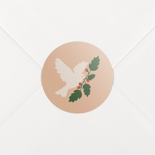 Stickers pour enveloppes vœux Mon beau sapin colombe rose - Vue 1