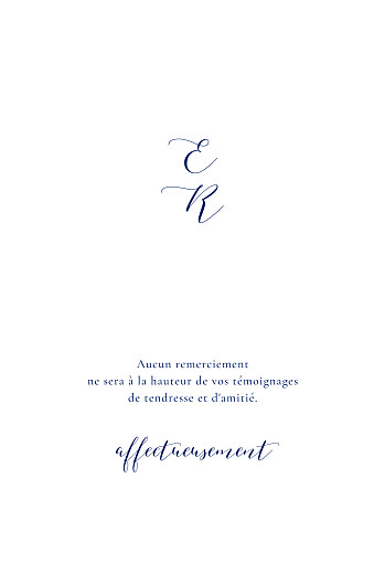 Carte de remerciement mariage Ronde des prés (dorure) bleu - Recto