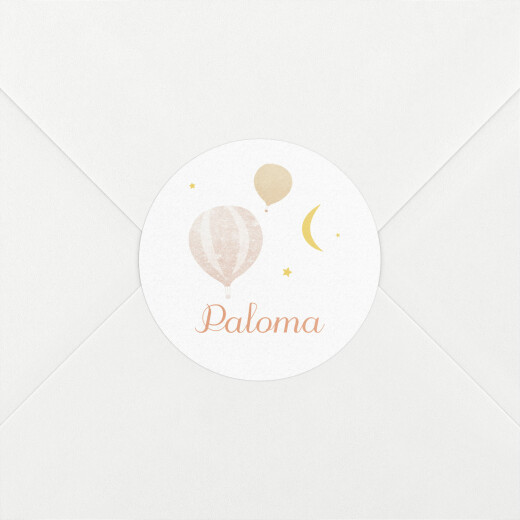 Stickers pour enveloppes naissance Petites montgolfières rose - Vue 1