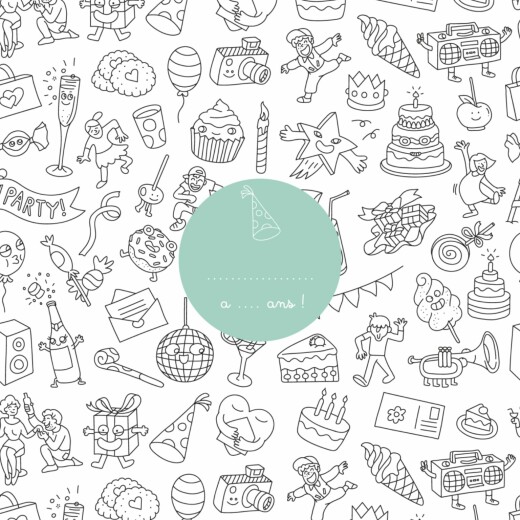 Carte d'anniversaire À colorier ! by OMY blanc - Recto