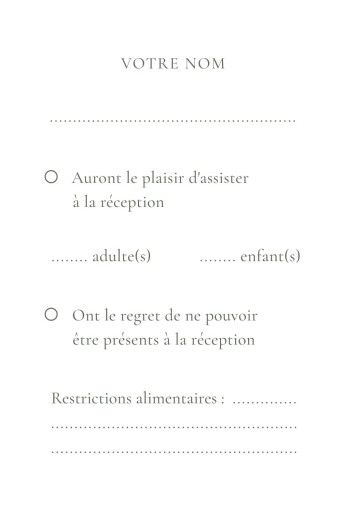 Carton réponse mariage Champêtre (Portrait) Blanc - Verso
