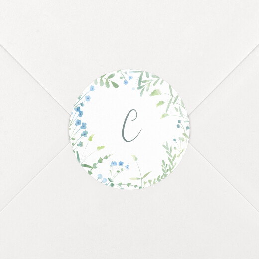 Stickers pour enveloppes naissance Couronne florale bleu - Vue 1