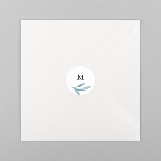Stickers pour enveloppes naissance Feuillage aquarelle bleu - Vue 2