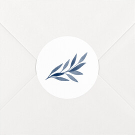 Stickers pour enveloppes vœux Feuille aquarelle bleu