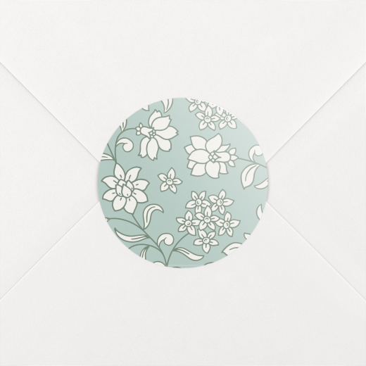 Stickers pour enveloppes naissance Brins fleuris bleu - Vue 1