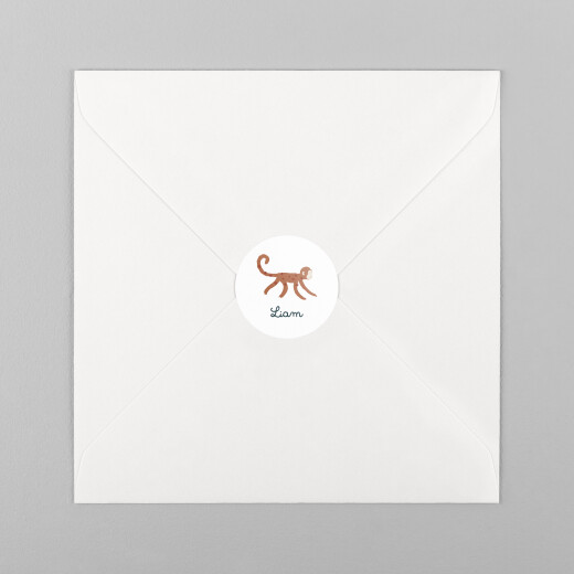 Stickers pour enveloppes naissance Petit ouistiti blanc - Vue 2