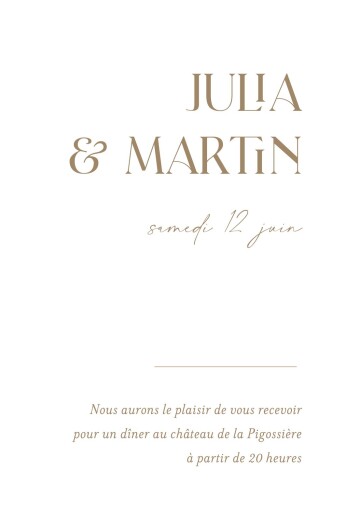 Carton d'invitation mariage Ornement beige - Recto