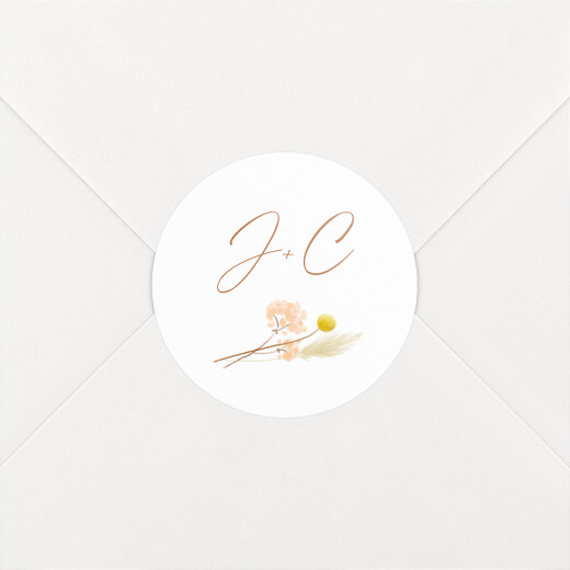 Stickers pour enveloppes mariage Pampas fleuries blanc - Vue 1