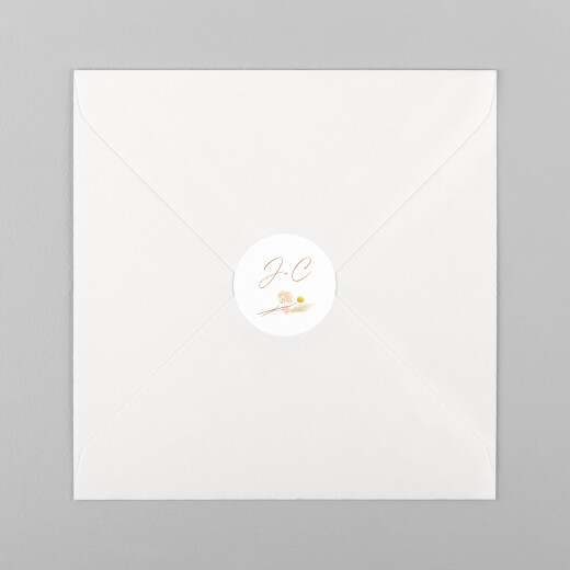 Stickers pour enveloppes mariage Pampas fleuries blanc - Vue 2