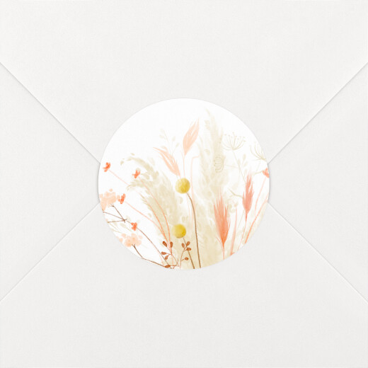 Stickers pour enveloppes mariage Pampas fleuries blanc - Vue 1