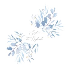 Faire-part de mariage Bouquet champêtre (4 pages) bleu