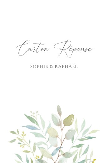 Carton réponse mariage Bouquet champêtre (portrait) vert - Recto