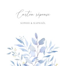 Carton réponse mariage Bouquet champêtre bleu