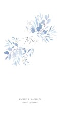 Menu de mariage Bouquet champêtre bleu