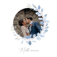 Carte de remerciement mariage Bouquet champêtre bleu