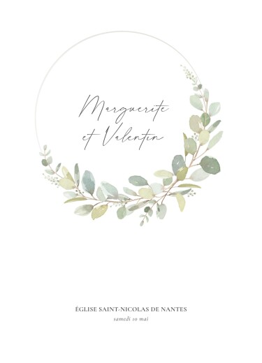 Couverture livret de messe mariage Brins d'eucalyptus blanc - Page 1