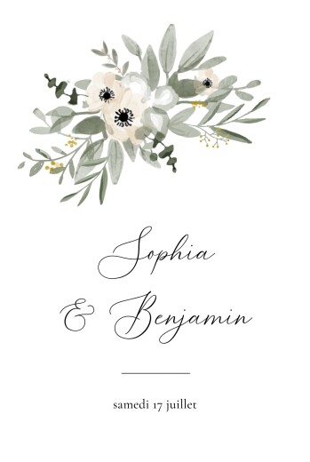 Faire-part de mariage Bouquet fleuri (Arche) blanc - Recto